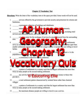 AP Human Geography – Chapter 12 Vocabulary Quiz