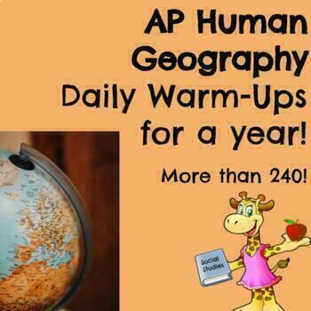 Preview of AP Human Geography Daily Warm-Ups for a Year! (bell ringers, class starters)
