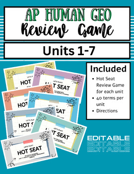Preview of AP Human Geography Review Game Units 1-7 (editable)