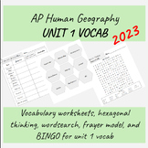 AP Human Geography Unit 1 Vocabulary Set