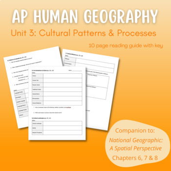 Preview of AP Human Geography Unit 3 Reading Guide - A Spatial Perspective 