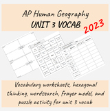 AP Human Geography Unit 3 Vocabulary Set