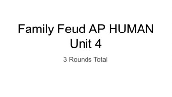 Preview of AP Human Geography Unit 4 Family Feud Review Game 
