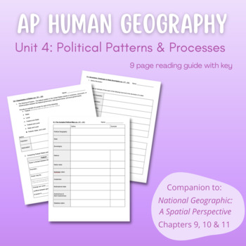 Preview of AP Human Geography Unit 4 Reading Guide - A Spatial Perspective 