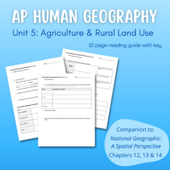 Preview of AP Human Geography Unit 5 Reading Guide - A Spatial Perspective 