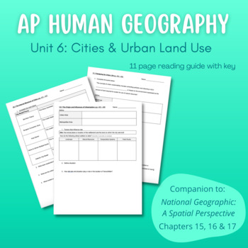 Preview of AP Human Geography Unit 6 Reading Guide - A Spatial Perspective 