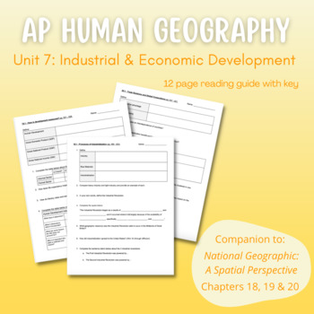 Preview of AP Human Geography Unit 7 Reading Guide - A Spatial Perspective 