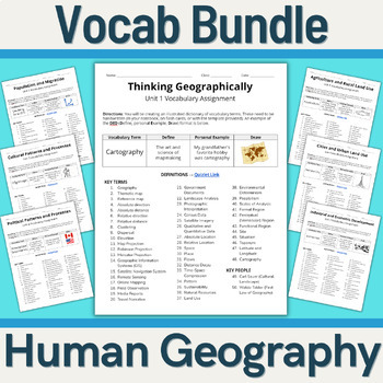 Preview of AP Human Geography - Vocab Assignment (Complete Course)