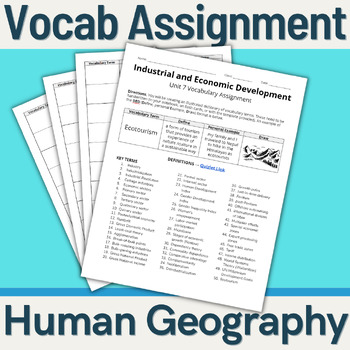 Preview of AP Human Geography - Vocab Assignment (Unit 7: Industrial/Economic Development)
