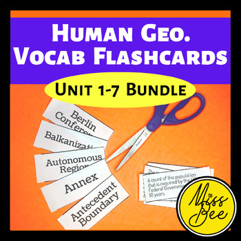 Preview of AP Human Geography Unit 1-7 Flashcard Bundle