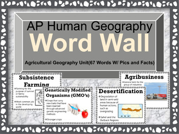 Preview of AP Human Geography Word Wall (Unit 5: Agriculture Patterns & Processes)
