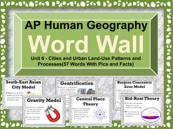 AP Human Geography Word Wall (Unit 6: Cities and Urban Land Use)