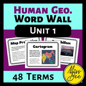 Preview of Human Geography Word Wall Unit 1