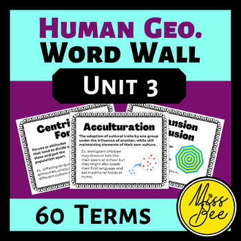 AP Human Geography Word Wall Unit 3 by Miss Bee's Bodega | TPT