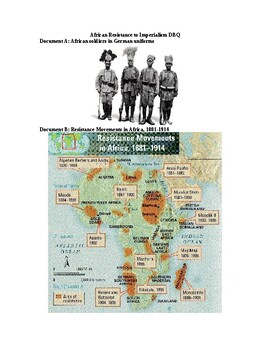 Preview of AP Imperialism: African Resistance to Imperialism DBQ
