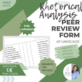 AP Lang Rhetorical Analysis Essay Peer Review / Checklist