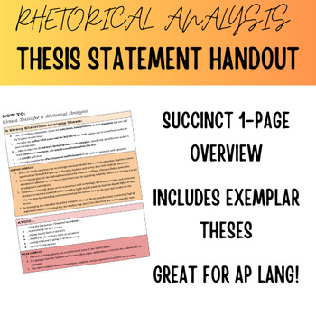 Preview of AP Lang Rhetorical Analysis Thesis Handout