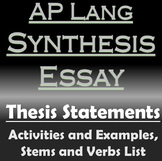AP Language and Composition Synthesis Essay - Thesis Statements Activity
