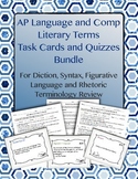 AP Lang and Comp Literary Terms Task Cards and Quizzes {Bundled}