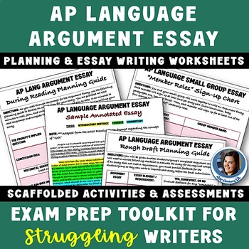 Preview of AP Language Argument Essay Guided Worksheets & Activities Lang Exam Prep Toolkit