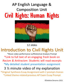 Preview of AP Language Civil Rights Unit: Detailed student essay & presentation assignment