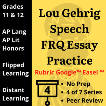 Preview of AP Language Collaborative Activity Rhetorical Essay Google Lou Gehrig Speech