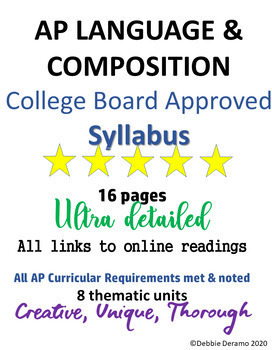 Preview of AP Language & Composition College Board Approved Original Syllabus: AP LANG