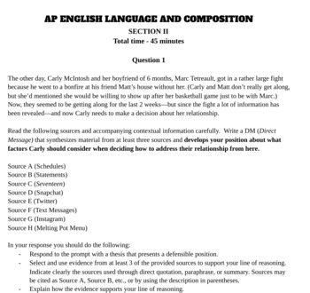 ap language and composition essay prompts