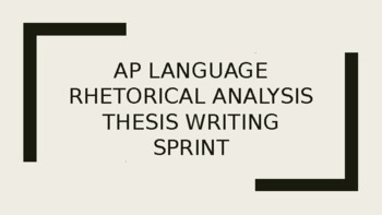 Preview of AP Language Rhetorical Analysis Thesis Writing Sprint