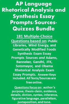Preview of AP Language Rhetorical Analysis and Synthesis-Quizzes Bundle