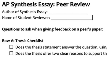 peer review synthesis essay