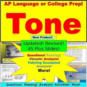 Preview of Tone PowerPoint, Google Slides: AP Language or College Preparation