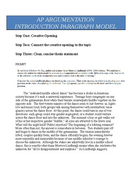 Preview of AP Language and Composition Writing Models