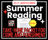 AP Lit: Crime and Punishment Summer Reading Take Home Pack
