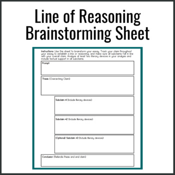 Preview of AP Lit Line of Reasoning Brainstorming Sheet