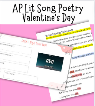 Preview of AP Lit Poetry Activity Song Analysis Valentine's Day