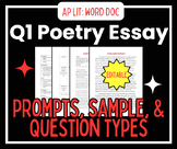 AP Lit: Teach the Q1 Poetry Essay Plus Common Question Types