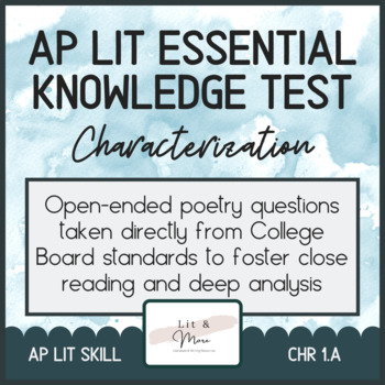 Preview of AP Lit Poetry Skill Test - Characterization