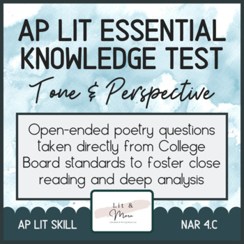 Preview of AP Lit Poetry Skill Test - Tone and Perspective