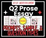 AP Lit: Teach the Q2 Prose Essay Plus Sample Prompts and C