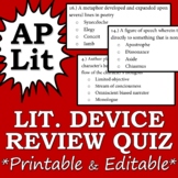 AP Literature Literary Term Review (MCQ Quiz for Tests or Games)