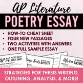 AP Literature Poetry Essay - 4 NEW passages, writing activ
