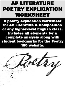 Preview of AP Literature Poetry Explication Worksheet