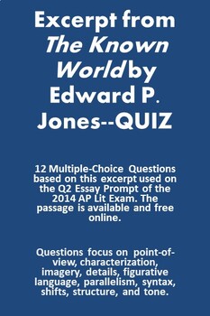 Preview of AP Literature Prose Essay Analysis: Excerpt from The Known World-Quiz