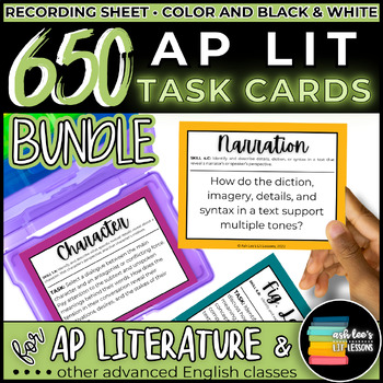 Preview of AP Literature Task Card BUNDLE 650 Total Task Cards Key Questions and Skills