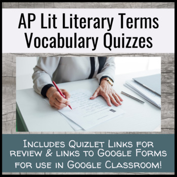 Preview of AP Lit Literary Terms Quiz Unit - Quizzes & answer keys for a full semester