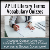 AP Lit Literary Terms Quiz Unit - Quizzes & answer keys fo
