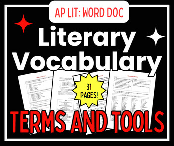 Preview of AP Literature Vocabulary Terms and Tools Packet
