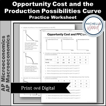 AP Macro 1 2 Opportunity Cost and PPC Practice Worksheet Print and