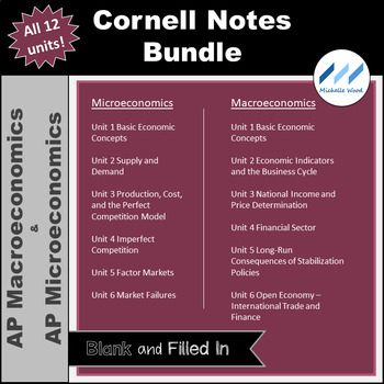 Preview of AP Macro AP Micro - Cornell Notes Bundle - All Twelve Units | Print and Digital